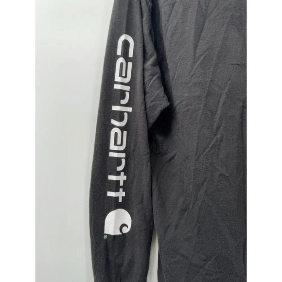 Carhartt Men's Loose Fit Black Long Sleeve Pullover Shirt w/ White Logo Sz M - Picture 2 of 6
